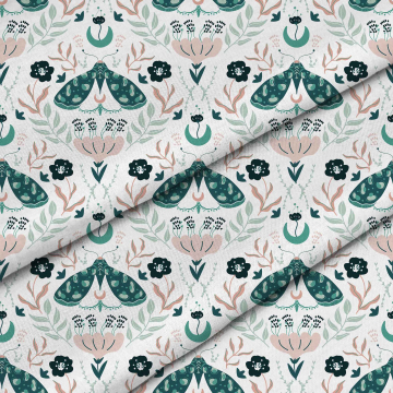 Látka Floral And Green Butterflies