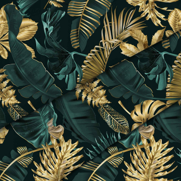 Látka Monstera Gold Green