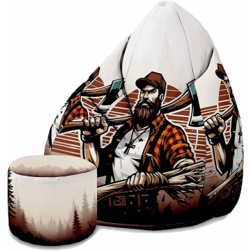 Sedací vak Pearshape s podnožkou Lumberjack