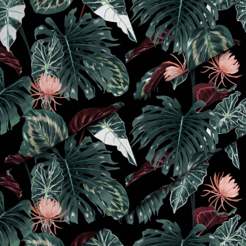 Látka Red Tropical Alocasia