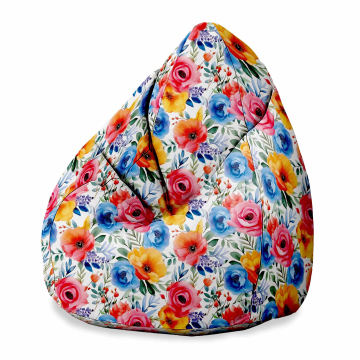Sedací vak Pearshape Colorful Flowers