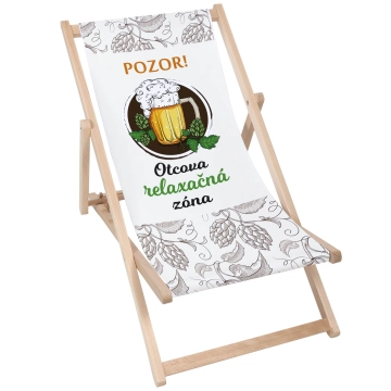 Drevené plážové lehátko Pozor! Otcova relaxačná zóna