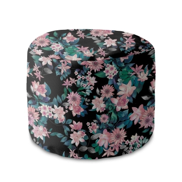 Sedací vak okruhlá podnožka Dark Botanical Pink