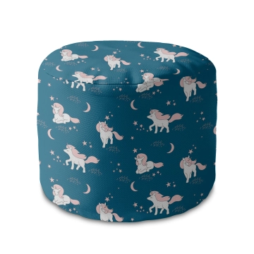 Sedací vak okruhlá podnožka Magical Pink Unicorn