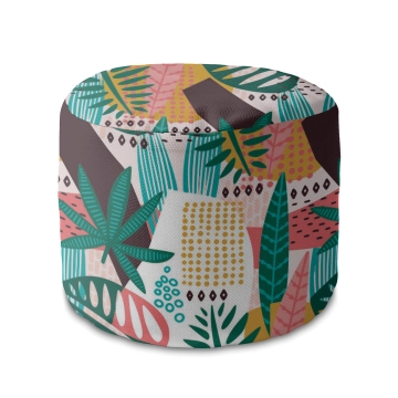 Sedací vak okruhlá podnožka Abstract Monstera