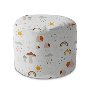 Sedací vak okruhlá podnožka Autumn Mushroom