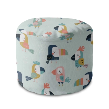 Sedací vak okruhlá podnožka Cute Parrots