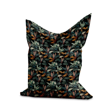 Sedací vak Pillow Black Tropical Forest